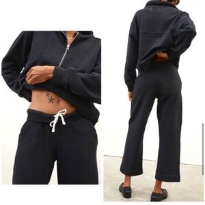 Everlane Organic Cotton The Track Wide-Leg Pant in Black Size S